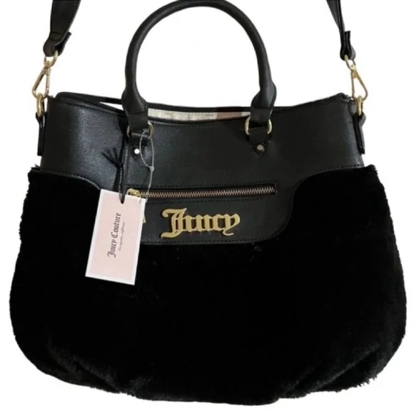 Juicy Couture Black Faux Fur Crossbody Bag